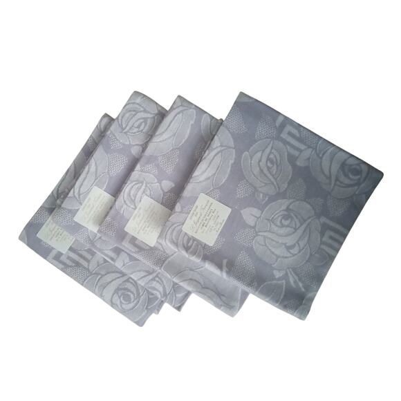 Jacquard Francais Primrose Bordier Lavender Dinner Napkins Roses Set of Four NWT - Picture 14 of 16